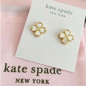 Kate Spade Gold and White Mother of Pearl Clover Earrings